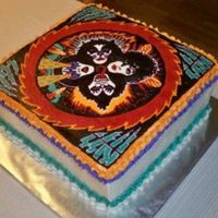 Kiss Cake Red velvet cake with white choc IMBC filling. Had to buy extra size one tips to complete the frozen buttercream transfer top!