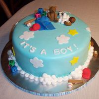 Sports Theme Baby Shower Cake White chocolate WASC with strawberry filling, used Michelle Fosters great fondant recipe... friend provided picture of asimilar cake but I...