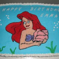 Little Mermaid white almond cake with buttercream frosting.