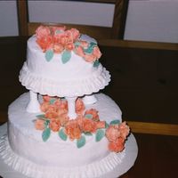 Peach Flowers Practice wedding cake. Peach flowers are MMF
