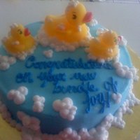 Rubber Duckie, Bundle Of Joy. 10in round buttercream cake. Ducks are not edible