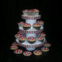 Burberry Cupcake Tower Made this for a friends bridal shower. Made the stand too. Took a long time to do the plaid but i liked how they came out.