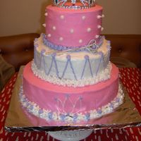 First Stack Tier Cake, Princess My first big cake...and my first paid job! I wasn't happy with results but my client loved it!