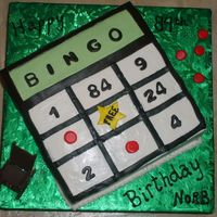 Bingo Cake This was an 8-inch yellow cake with caramel BC. Thanks to Indydebi for her little picture tutorial on frosting squares - it really helped...