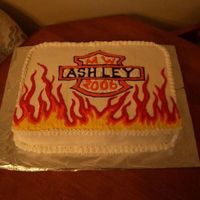 Grad Cake The girls Mom who I made this cake for said "She likes flames and Harley Davidson" "Just do something with them" So...