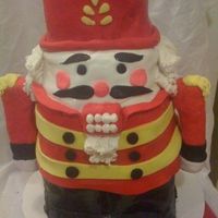Nutcracker This is carved chocolate cake. Rice crispy treats for the arms. fondant all over. Very fun to do!!