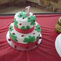 Shamrocks With Ladybugs This was a First Birthday cake for my friend's little girl who's birthday is on St. Patrick's Day. The shamrocks and...
