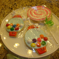 Candy Party Bubble gum machine cookies and lollipop cookies for a candy theme party