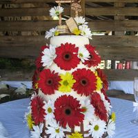 Gettin' Hitched This cake was made for a couple who were wed outdoors by a 100 year old barn. It is covered with fresh Gerbera daisies - some woven around...