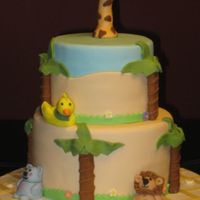 Jungle Babies French vanilla cake, cookies and cream filling, MMF covered, MMF animals