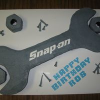 Happy "snap-On" Birthday Done for my boss' birthday (he's a mechanic) - Devil's food/French Vanilla Sour Cream cake (each wrench head was a different...