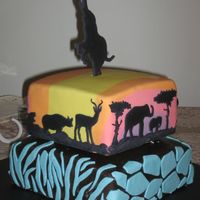 African Sunset Silhouettes/safari Inspired by some of the great work on CC and on FoodNetwork Mystery Challenge, done for my sister's bridal shower which had an African...