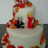 40Th Anniversary Cake This was for a friend's parents' 40th anniversary. His birthday was on thanksgiving hers on halloween, hence the leaves and...