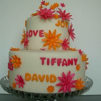 Pink And Orange Daisy's Her flowers were pink and orange diasy's. I decided on the design. I wanted something a little more fun for a shower. So I put their...