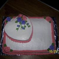 Heart Cake On 1/2 Sheet Heart with roses I made for a friends Birthday. Roses and icing all butercream frosting. enjoy!!