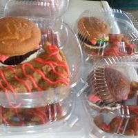 Hamburger And Fries I did this for 7yr old twins. It was a big hit with the kids (and the adults). It was fun. I did the hamburger from all samples here on CC...