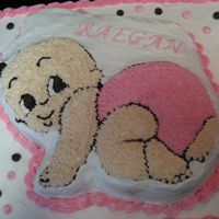 Special Delivery Baby Girl W/ Pink & Brown Dots Crawling This is a cake done using the Wilton Special Delivery Baby cake pan and a sheet cake pan. I put brown and pink polka dots on the sheet cake...