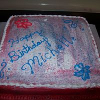 Bday Cake For A Friend 1st time airbrush(sides) 1st time for embroidery flowers (i didnt like on bc icing.) tfl