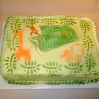 Safari This is a cake for a baby shower. It was my first attempt at airbrushing, I used stencils.