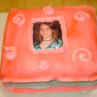 Photo Album I did this cake for my daughter's 11th birthday. It is 6" square cakes, stacked, covered with fondant and airbrushed.