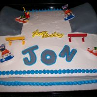 Skateboard Cake Tha ramps were cake covered in fondant. But the figures were toys.