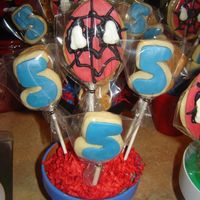 Spider Man Number 5 Cookies Sugar Cookies with fondant and royal icing. Spider man and the number "5". These were for my son's 5th birthday party, they...