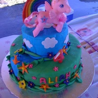 My Little Pony This is decoarted in fondant. I was thrilled to make this for my daughter because I played with MLPs as a child!!