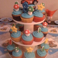 Mario Kart Cupcake Tower Mario Kart Cupcake toppers were made with fondant.