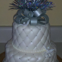 25Th Anniversary I love the quilting tool. This is an all yellow cake with buttercream icing covered in MM fondant. The bow is fondant and it has silver...