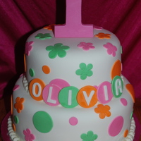 First Birthday Cake! White cake with buttercream and MMF, the #1is white chocolate mint. Everything is edible.