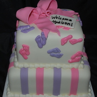 Baby Feet This was an all white cake with buttercream and covered in MMF. All decorations were MMF except the feet and they were white chocolate...