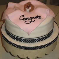 Baby Girl Bear Cake My first attempt at gumpaste modeling on the bear. The cake is pink velvet with buttercream filling and fondant. Thanks for checking it out...