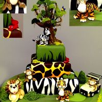 Go Jungle!! An Amazing and Fun Jungle Cake, fill with sugar animals, it will be a unique mastepiece in your birthday!!!