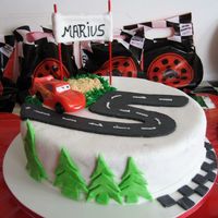 Cars All fondant except small red car.