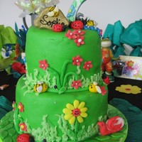 Garden Chocolate cake, caramel filling. Covered in fondant, all figures in fondant with cmc. For my daughter's 7th birthday, she wanted a...