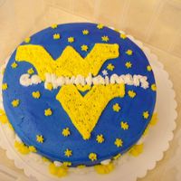 Wvu Cake This is the first cake I did on my own after my first round of decorating classes. The WVU theme was a request from my husband and I'm...