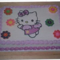 Hello Kitty This was my daughter's birthday cake. It's all done in bc. I did the outline with the piping gel transfer and filled it in with...