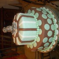 Monkey Themed Baby Shower This is the first fondant covered cake I've ever done. White cake with buttercream filling covered in fondant and chocolate fondant. I...