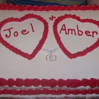 Wedding Shower Hearts Doves Wedding Bands Cake This is a 1/2 sheet cake.....iced in White , then trimmed in RED....which was almost Impossible for me to get colored RED.... There are...