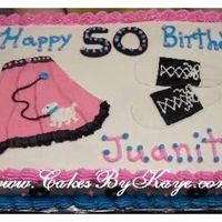 Nifty Fifties Oldies Poodle Skirt Cake I Love the Fifties...and was really excited to get a chance to make a cake like this!All the little things on the cake (Poodle skirt, Shoes...