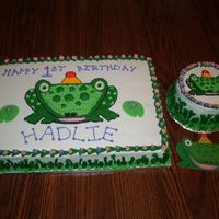 Frog Birthday Cake With Smash Cake White/chocolate cake with all buttercream frosting. This was also my first smash cake. The design was based on the invitation shown in the...