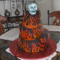 Gothic Birthday Cake chocolate cake with rum chocolate ganache.