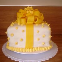 First Mmf Cake and also my first mm fondant loop bow. I made two of the same exact cake, only the other one is white with blue accents, bow, etc. and both...