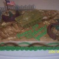 Military Birthday I made this for my friends son. It was made Buttercreme icing and an airbursh. The toys came from my sons army playset. I used grahm...