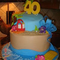 April's 40 A beach themed cake for a friend who is turned 40. Her husband suprised her with tickets to South Beach, FL.