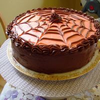 Halloween Spiderweb Cake Side View Mainly chocolate butter cream...never too early to prepare for Halloween !