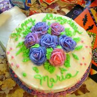 Maria's Birthday Cake My first buttercream cake with roses made in Wilton Class.