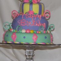 Nancy's Birthday Cake My first MMF and first whimsical style cake...I've been wanting to try one, and finally had an "excuse" - my sis in law'...