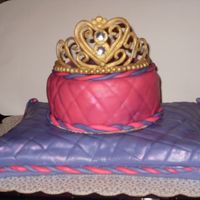Sweet Sixteen Cake Gumpaste tiara painted with gold luster dust. The birthday girl favorite colors are purple and hot pink and the cake is a strawberry wasc...