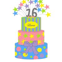 3 Tier Round Stripes, Stars & Dots Designed in Paint... Butter cream cake with Fondant decorations...